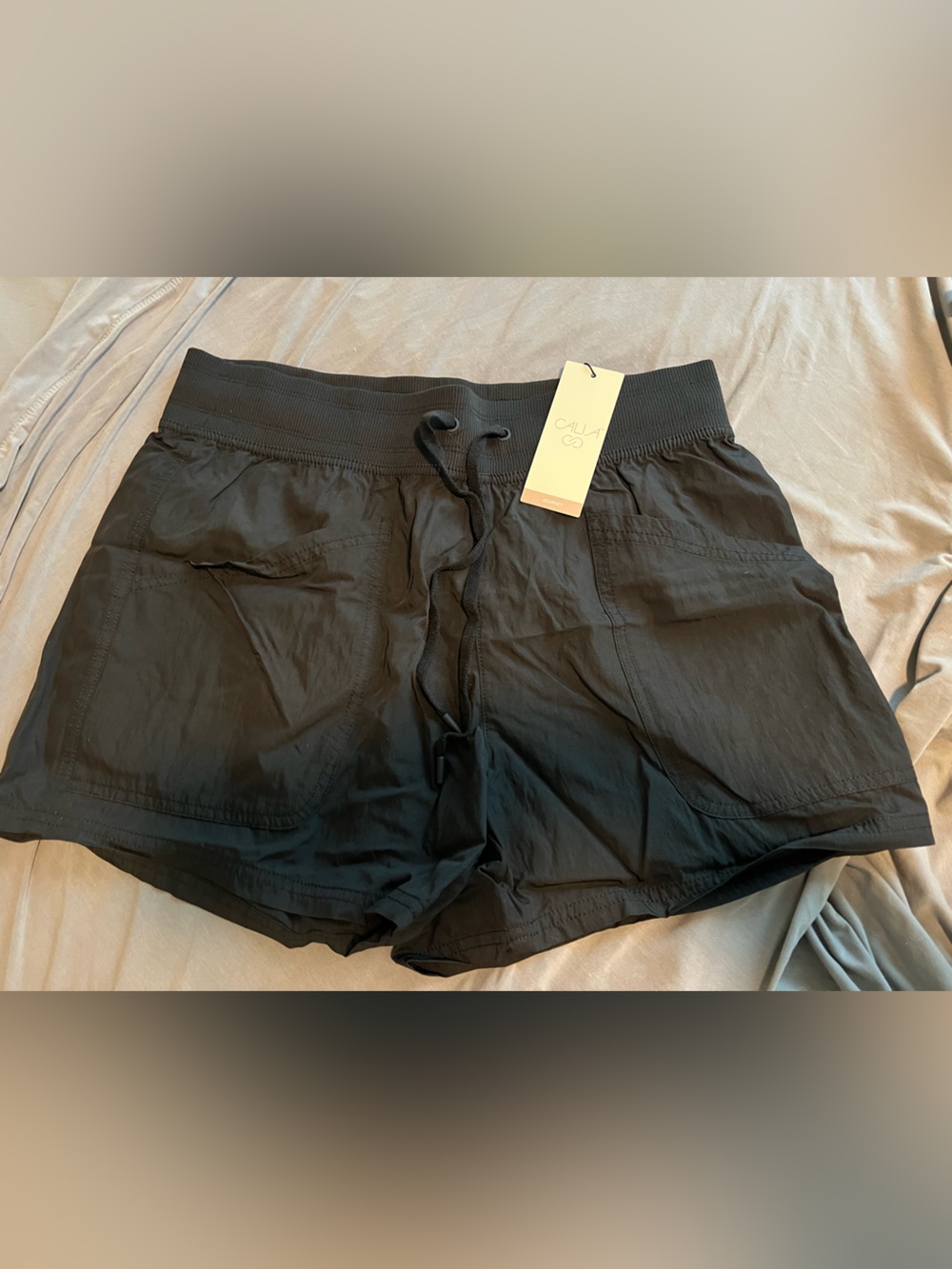 Alia Black Athletic Drawstring Shorts